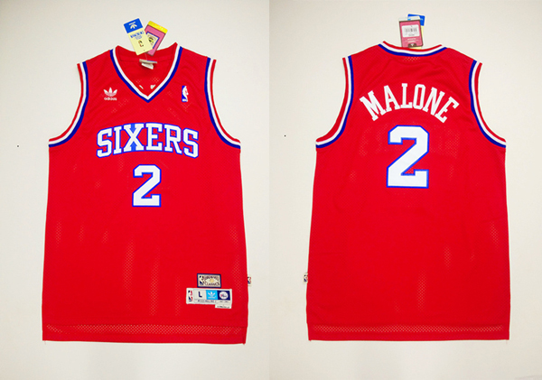  NBA Philadelphia 76ers 2 Moses Malone New Rev30 Swingman Throwback Red Jersey