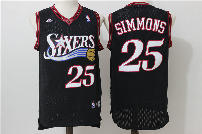  NBA Philadelphia 76ers 25 Ben Simmons New Revolution 30 Swingman Soul Throwback Black Jersey
