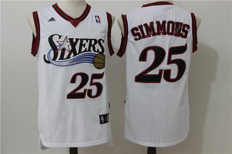  NBA Philadelphia 76ers 25 Ben Simmons New Revolution 30 Swingman Soul Throwback White Jersey