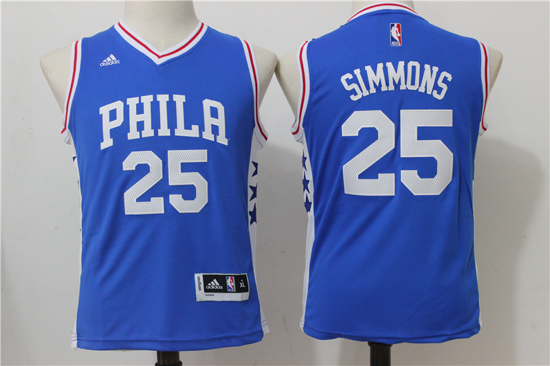  NBA Philadelphia 76ers Ben Simmons New Rev30 Swingman Throwback Blue Youth Jersey