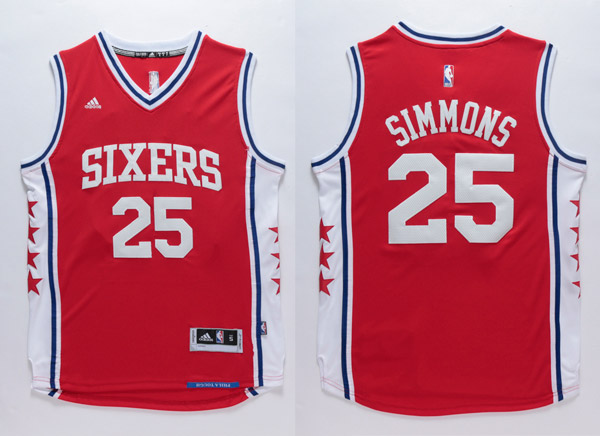  NBA Philadelphia 76ers Ben Simmons New Rev30 Swingman Throwback Red Jersey
