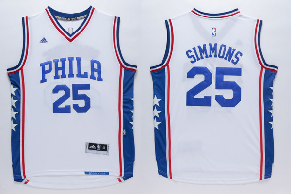  NBA Philadelphia 76ers Ben Simmons New Rev30 Swingman Throwback White Jersey