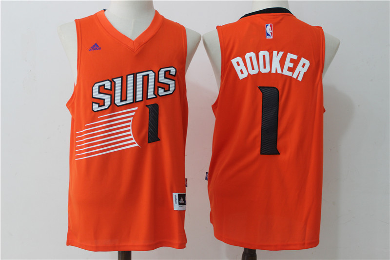  NBA Phoenix Suns 1 Devin Booker New Revolution 30 Swingman Orange Jersey