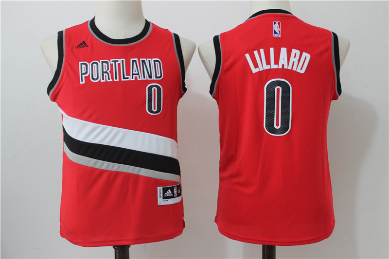  NBA Portland Trail Blazers 0 Damian Lillard New Revolution 30 Swingman Red Youth Jersey