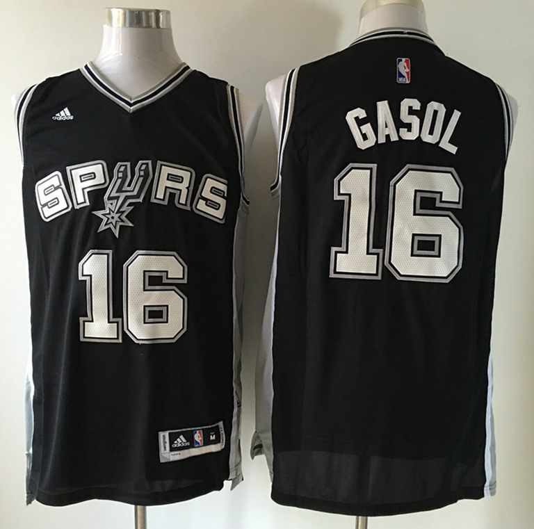  NBA San Antonio Spurs 16 Pau Gasol New Revolution 30 Swingman Road Black Jersey