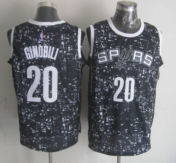  NBA San Antonio Spurs 20 Manu Ginobili Black City Luminous Jersey