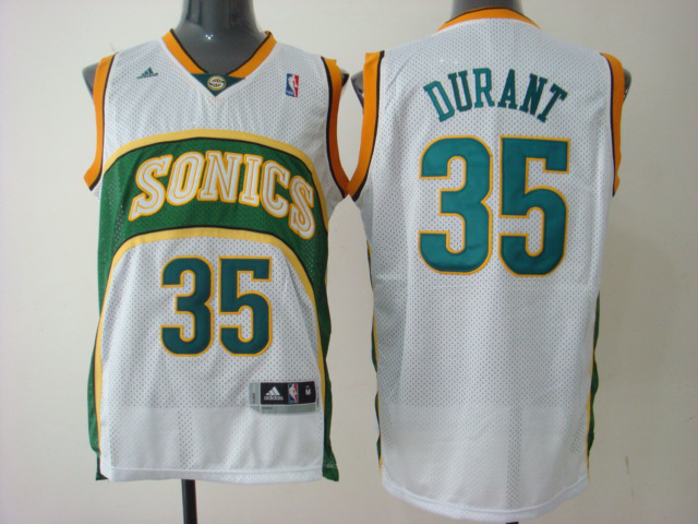  NBA Seattle Sonics 35 Kevin Durant Swingman Throwback White Jersey