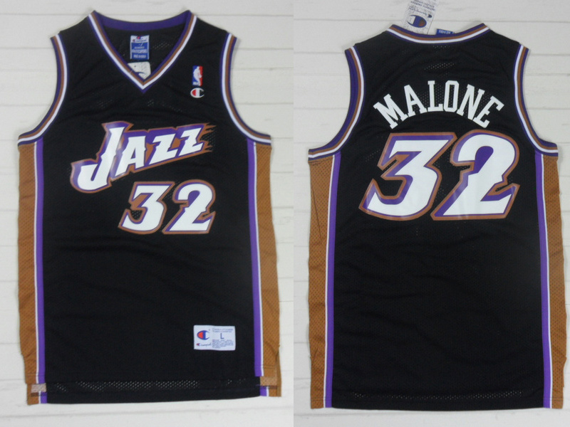  NBA Utah Jazz 32 Karl Malone New Rev30 Swingman Throwback Black Jerseys