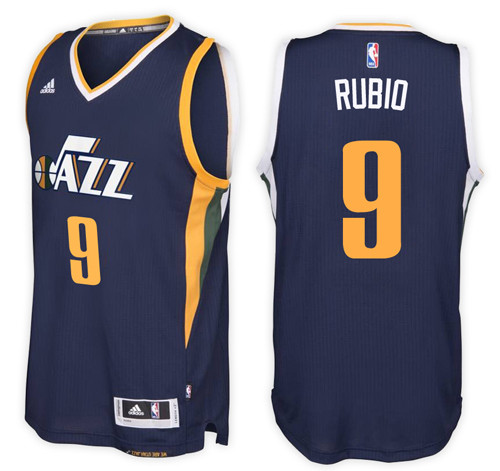  NBA Utah Jazz 9 Ricky Rubio New Revolution 30 Swingman Navy Blue Jersey 
