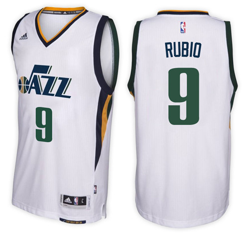  NBA Utah Jazz 9 Ricky Rubio New Revolution 30 Swingman White Jersey 