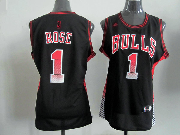  NBA Women Chicago Bulls 1 Derrick Rose Swingman Black Jersey