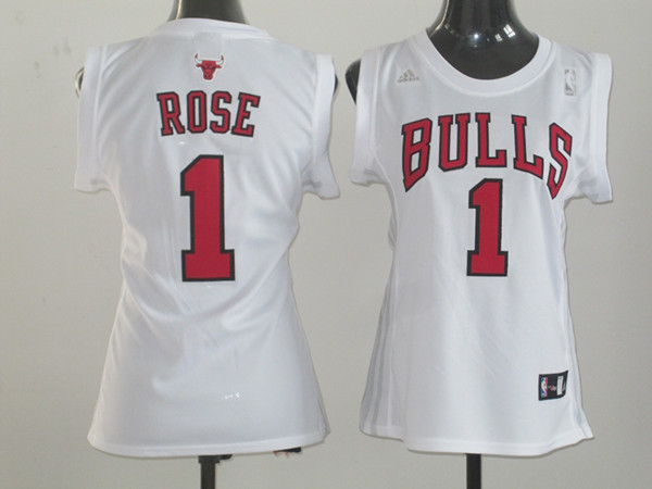  NBA Women Chicago Bulls 1 Derrick Rose Swingman White Jersey