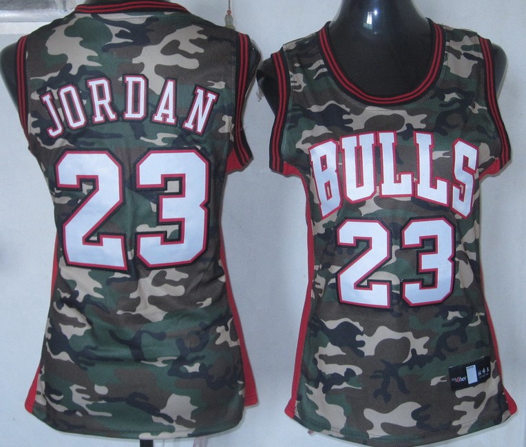  NBA Women Chicago Bulls 23 Michael Jordan Camouflage Camo Swingman Fashion Jersey