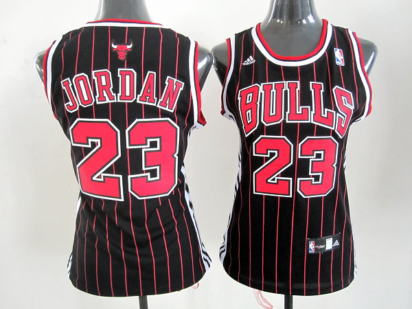  NBA Women Chicago Bulls 23 Michael Jordan Swingman Black Red Jersey