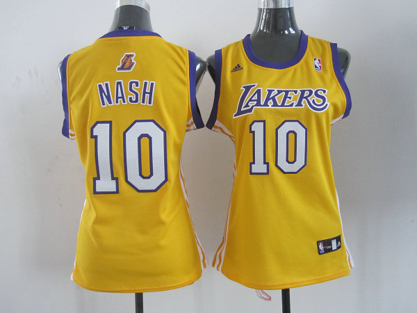  NBA Women Los Angeles Lakers 10 Steve Nash Swingman Yellow Jersey