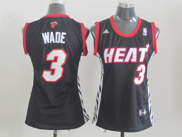  NBA Women Miami Heat 3 Dwyane Wade Swingman Black Jerseys