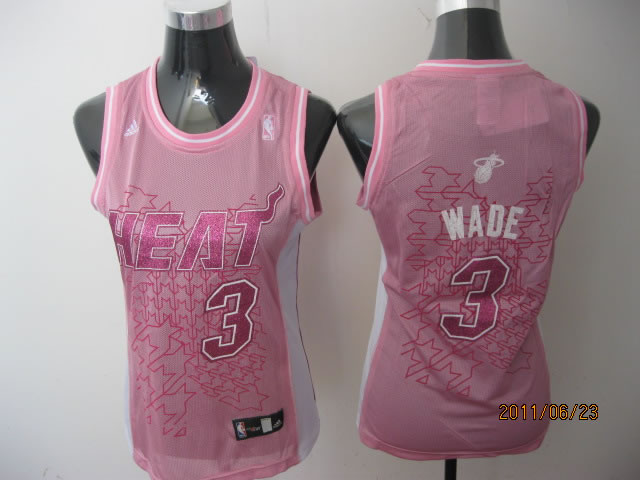  NBA Women Miami Heat 3 Dwyane Wade Swingman Pink Jersey