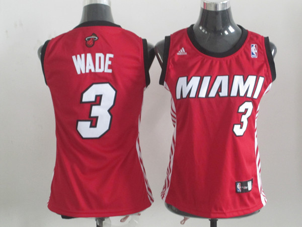  NBA Women Miami Heat 3 Dwyane Wade Swingman Red Jersey