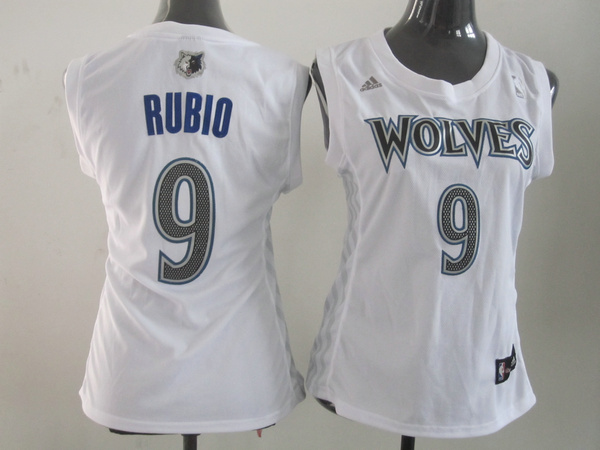  NBA Women Minnesota Timberwolves 9 Ricky Rubio Swingman White Jersey