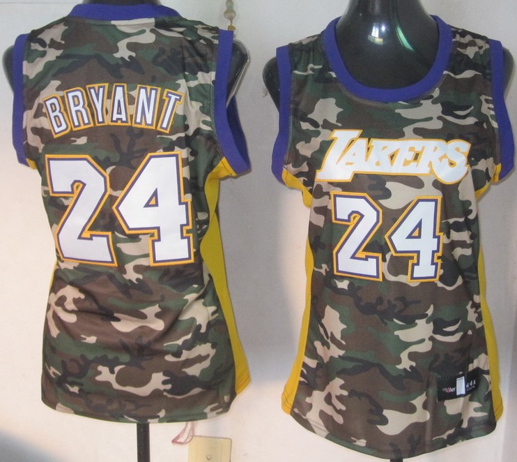  NBA Women NBA Los Angeles Lakers 24 Kobe Bryant Camouflage Camo Swingman
