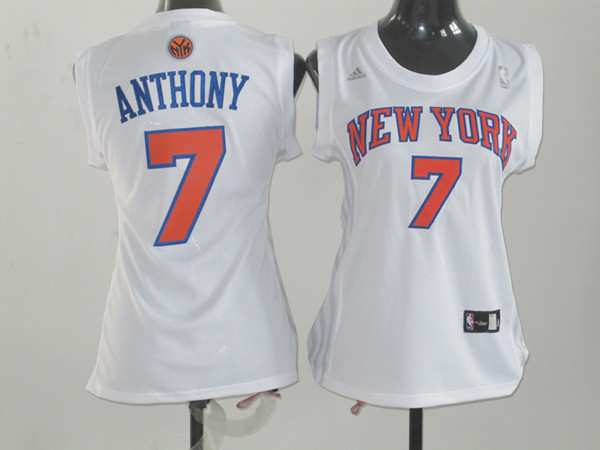  NBA Women New York Knicks 7 Carmelo Anthony Swingman White Jersey