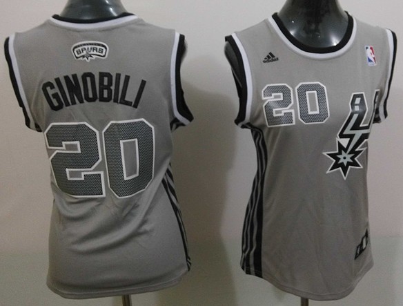  NBA Women San Antonio Spurs 20 Manu Ginobili New Revolution 30 Swingman Gray Jersey