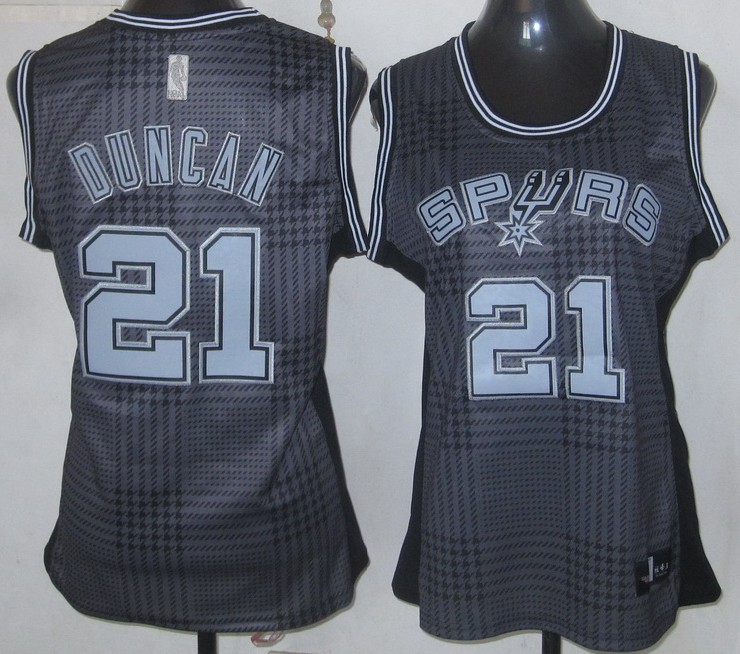  NBA Women San Antonio Spurs 21 Tim Duncan Swingman Black Square Fashion Jersey