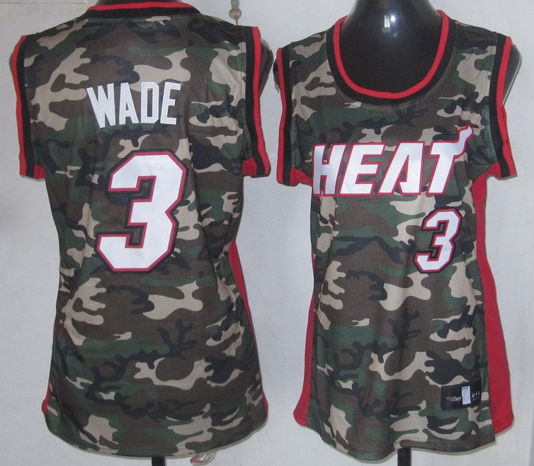  NBA Women Women Miami Heat 3 Dwyane Wade Camouflage Camo Swingman Fashion Jersey