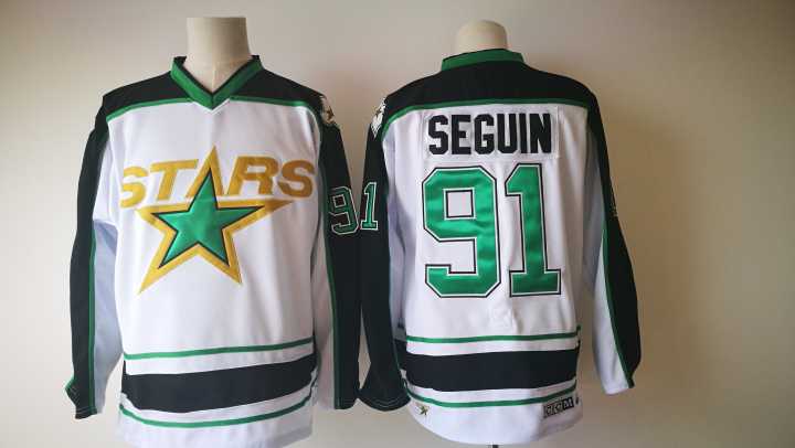  NHL Dallas Stars 91 Tyler Seguin White Throwback Ice Hockey Jerseys