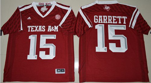 Aggies 15 Myles Garrett Red New SEC Patch Stitched NCAA Jersey