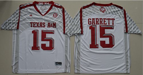 Aggies 15 Myles Garrett White New SEC Patch Stitched NCAA Jersey