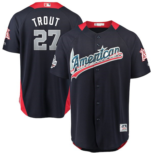 American League 27 Mike Trout Navy 2018 MLB All Star Game Home Run Derby Jersey