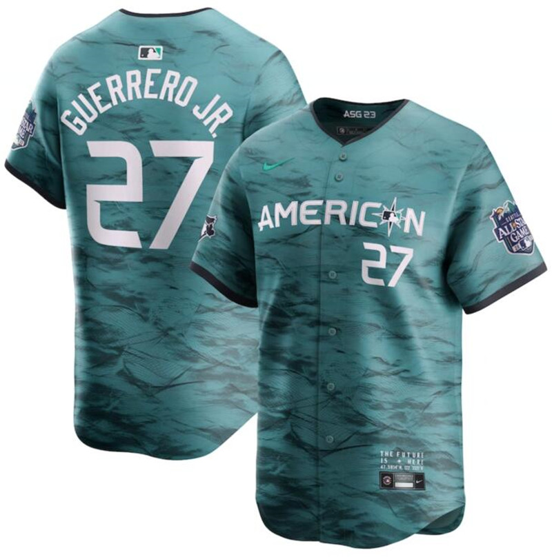 American League 27 Vladimir Guerrero Jr. Teal Nike 2023 MLB All Star Game Jersey