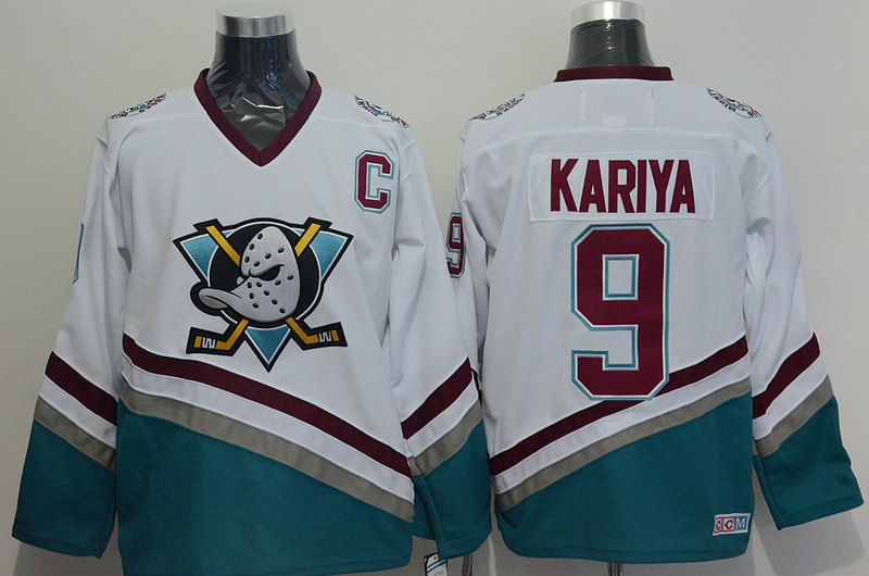 Anaheim Ducks 9 Paul Kariya White CCM Throwback Stitched NHL Jersey