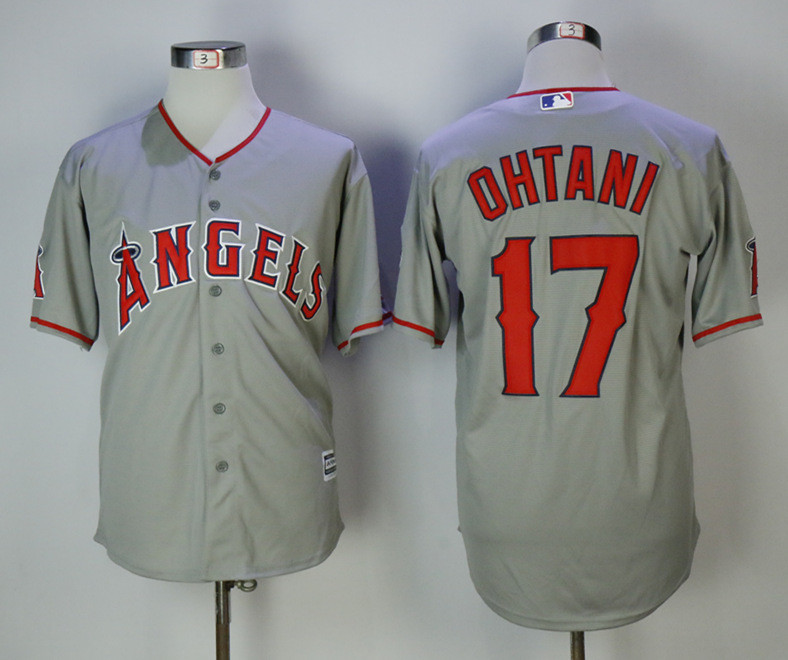 Angels 17 Shohei Ohtani Gray Cool Base Jersey