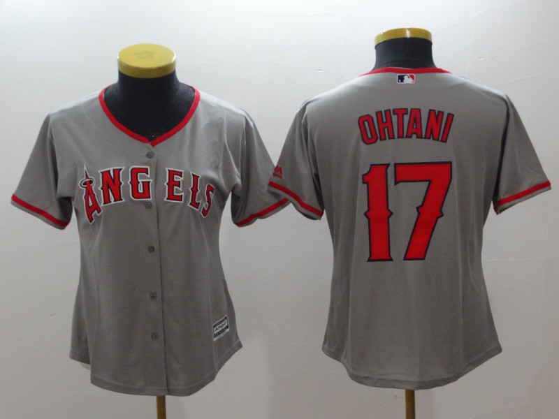 Angels 17 Shohei Ohtani Gray Women Cool Base Jersey