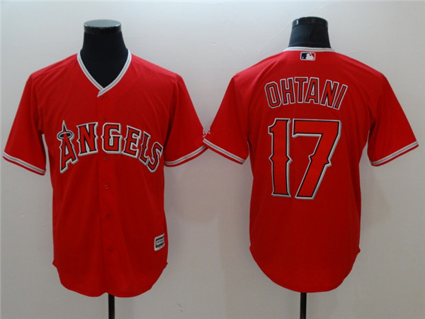 Angels 17 Shohei Ohtani Red Cool Base Jersey