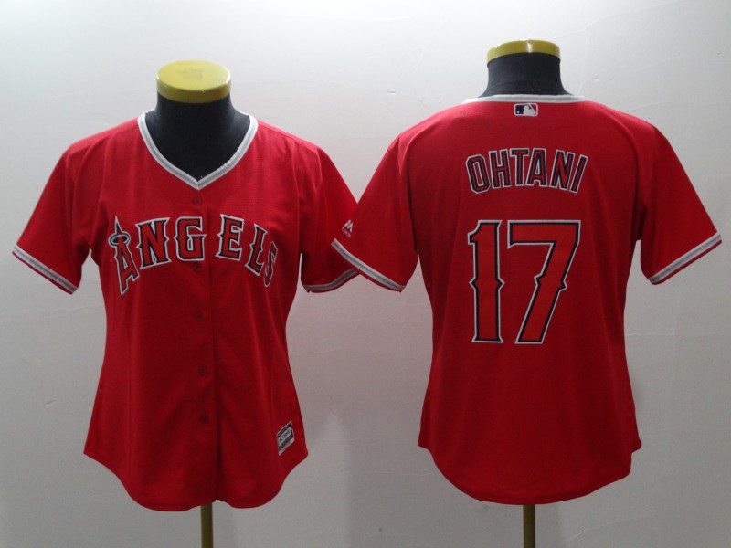 Angels 17 Shohei Ohtani Red Women Cool Base Jersey