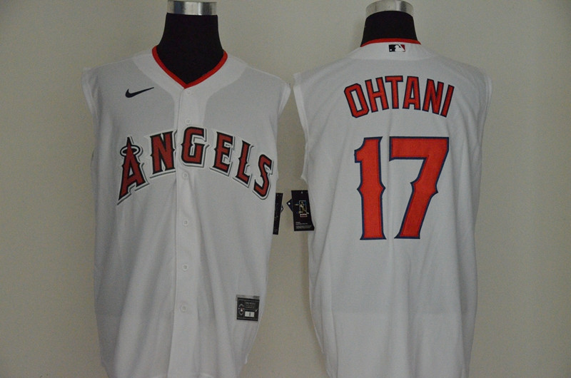 Angels 17 Shohei Ohtani White Nike Cool Base Sleeveless Jersey