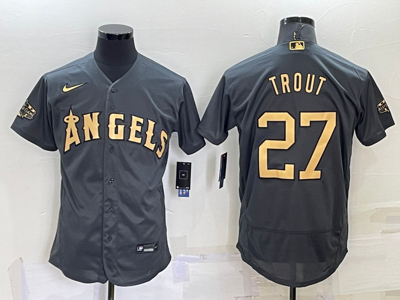 Angels 27 Mike Trout Charcoal Nike 2022 MLB All Star Flexbase Jerseys
