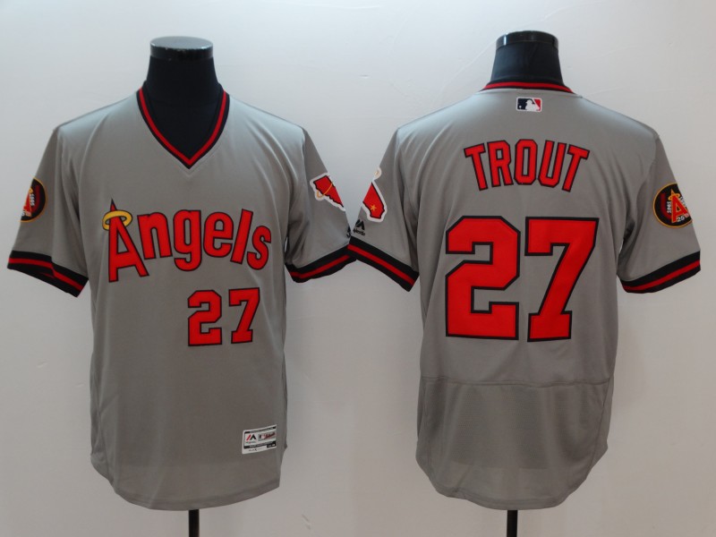 Angels 27 Mike Trout Gray 1977 Turn Back The Clock Flexbase Jersey