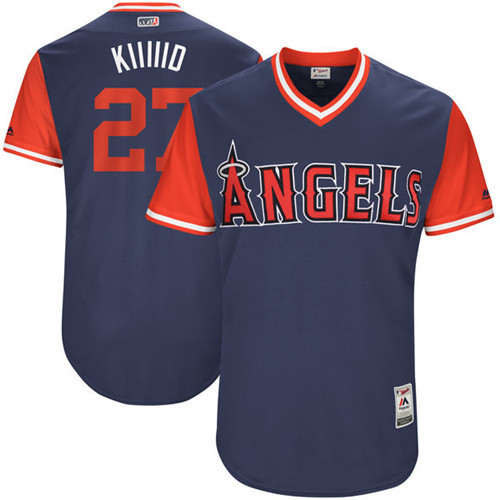 Angels 27 Mike Trout Kiiiiid Majestic Navy 2017 Players Weekend Jersey