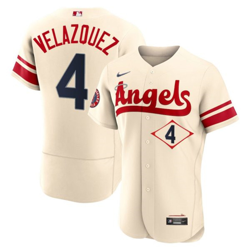 Angels 4 Andrew Velazquez Cream 2022 City Connect Flexbase Jersey