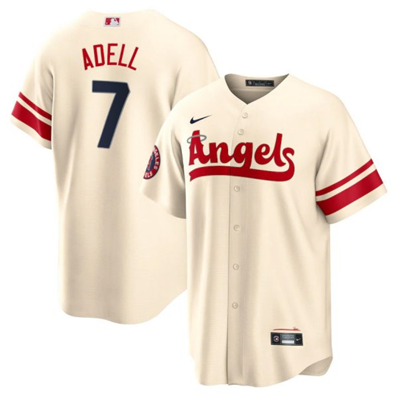 Angels 7 Jo Adell Cream 2022 City Connect Cool Base Jersey
