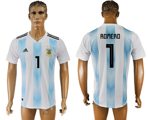 Argentina 1 ROMERO Home 2018 FIFA World Cup Thailand Soccer Jersey