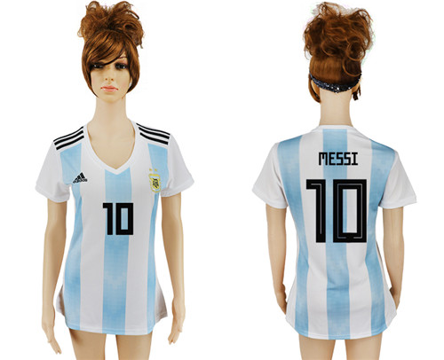 Argentina 10 MESSI Home Women 2018 FIFA World Cup Soccer Jersey