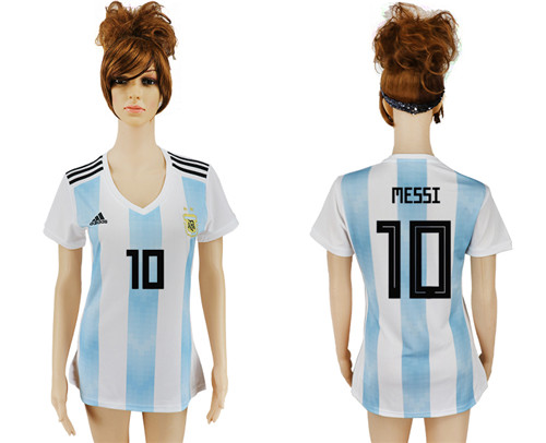 Argentina 10 MESSI Home Women 2018 FIFA World Cup Soccer Jersey