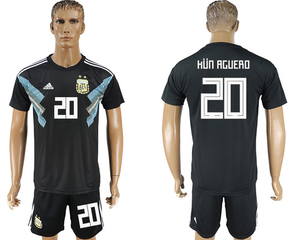 Argentina 20 HUN AGUERO Away 2018 FIFA World Cup Soccer Jersey