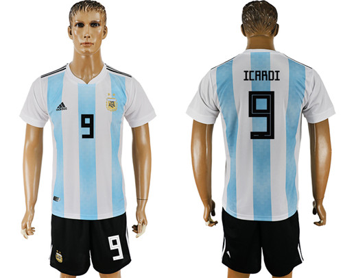 Argentina 9 ICARDI Home 2018 FIFA World Cup Soccer Jersey