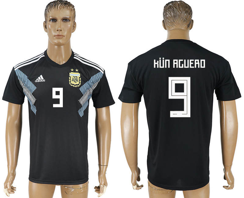 Argentina 9 KUN AGUERO Away 2018 FIFA World Cup Thailand Soccer Jersey